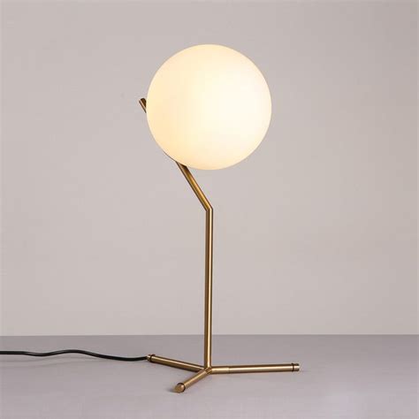 Modern White Glass Table Lamp Globe Shade Led Lamps Table Light Brass Living Room Bedroom Beside