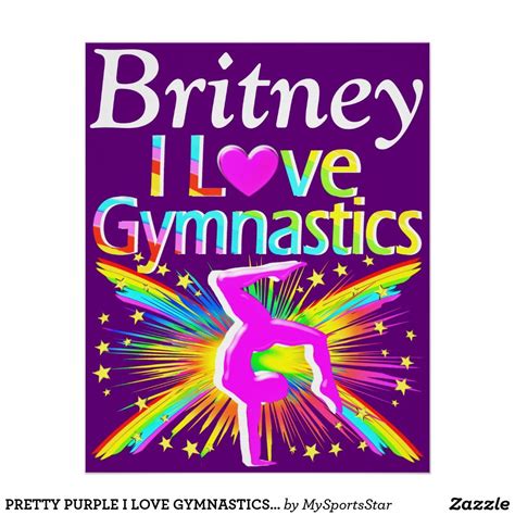 Pretty Purple I Love Gymnastics Poster Gymnastics