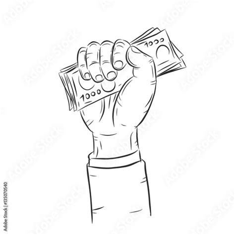 Vettoriale Stock Hand Holding Money Vector On White Background Hand