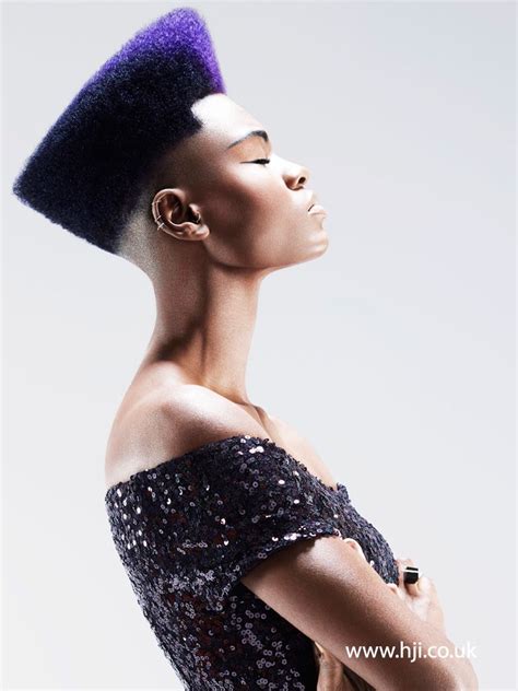 2015 Flat Top Purple Afro With Shaved Sides Hairstyle Gallery
