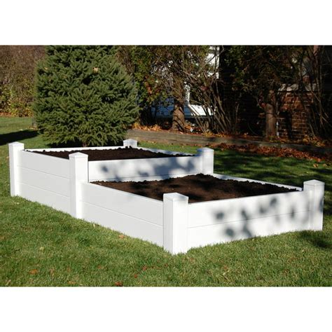 Dura Trel Rectangle Two Tiered Vinyl Raised Planter Bed White