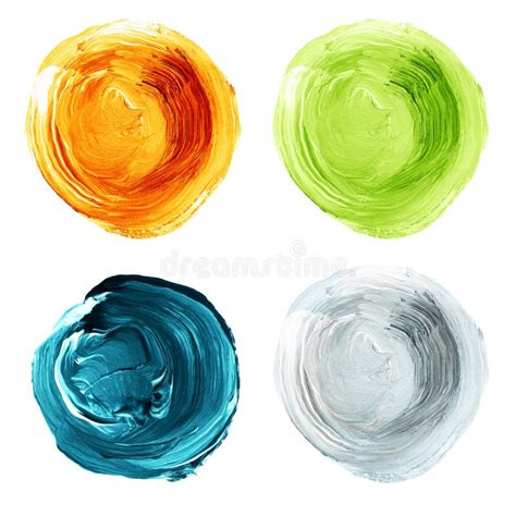 Set Of Colorful Textured Acrylic Circles Isolated On White Stock