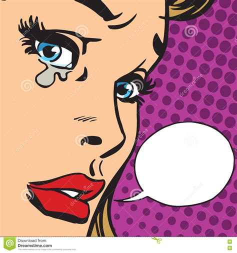 Crying Girl Close Up Face Stock Vector Illustration Of