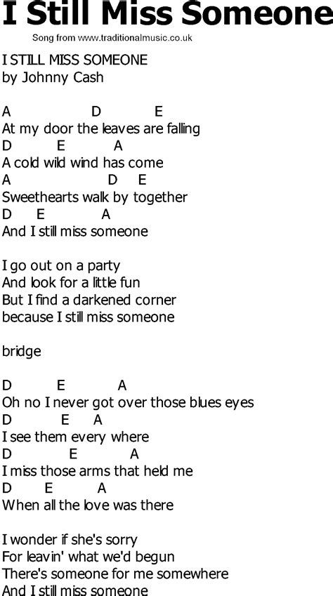 Old Country Song Lyrics With Chords I Still Miss Someone