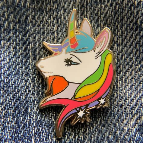Rainbow Unicorn Enamel Pin With Gold Metal Lapel Pins Etsy