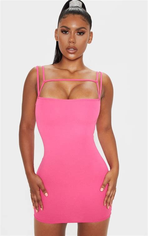 Pink Multi Strap Bodycon Dress Bodycon Dress Dresses Bodycon