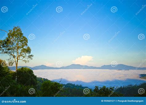 Morning Mist At Tropical Mountain Range Stock Image Image Of Heaven