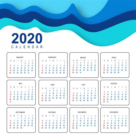 Premium Vector Calendar Design Template For 2020