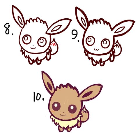 How To Draw Cute Baby Chibi Eevee From Pokemon Easy Step By Step