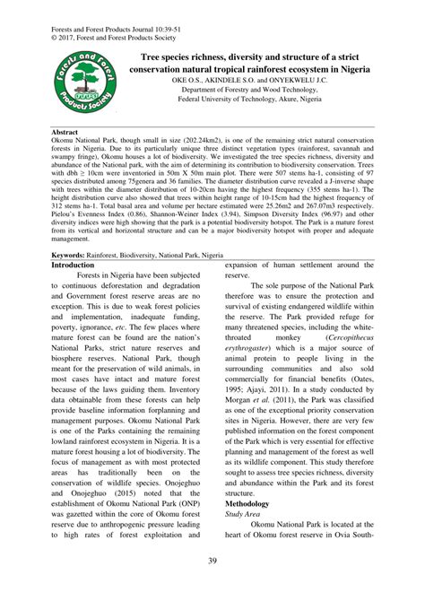 Pdf Tree Species Richness Diversity And Structure Of A Strict