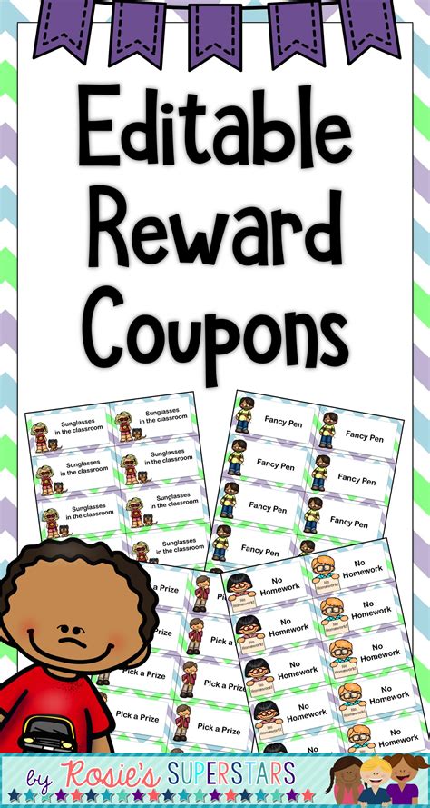 Editable Reward Coupons Third Grade Resources Elementary Teaching
