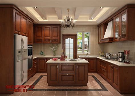 China Holistic Kitchen Furniture Design Solid Teak Wood Kitchen Cabinet