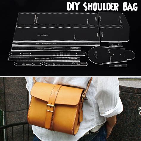 leather craft clear acrylic shoulder bag handbag pattern stencil template diy 21 99