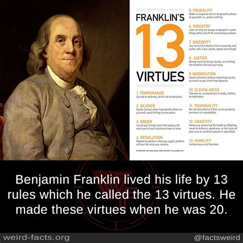 Benjamin Franklin Lived His Life By 13 Rules Fact Quotes Weird Facts