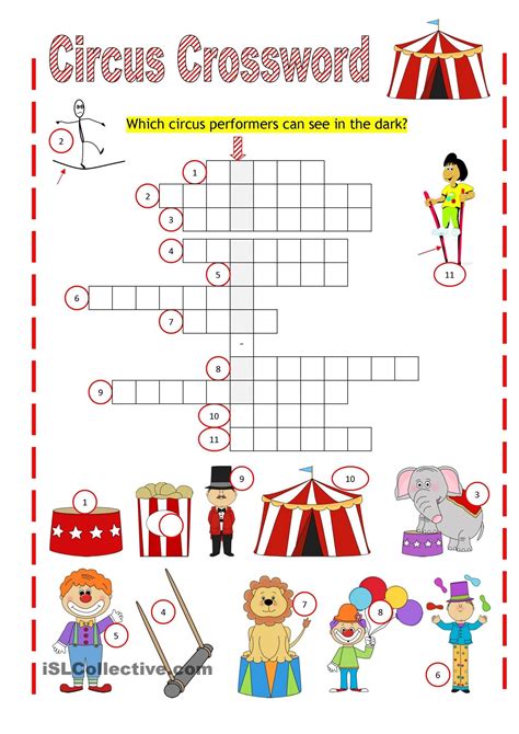 Circus Crossword Word Search Printable
