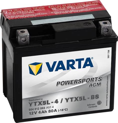 Bol Com Varta Motor AGM Powersports Accu Batterij YTX5L 4 YTX5L BS