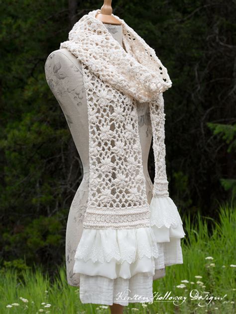 how to crochet a lace scarf with flowers free pattern and tutorial kirsten holloway designs