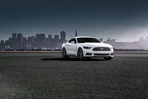 Wallpaper Ford Mustang 2015 Vossen White Side View 2048x1367