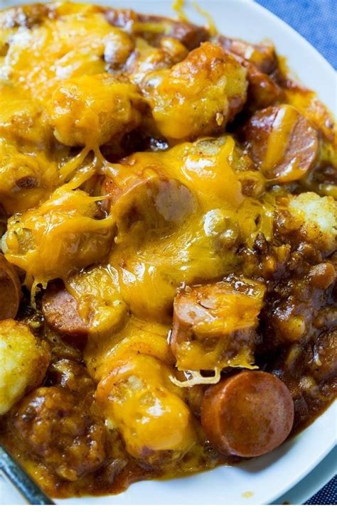 Much like tachos, this one skillet meal is made with just six ingredients that you likely already have in your fridge and pantry. CASSEROLE RECIPES | Cheesy Hot Dog Tater Tot Casserole ...