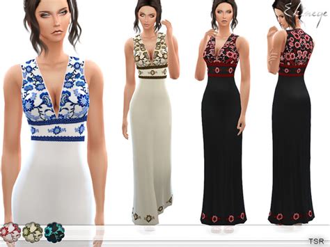 Floral Embroidered Maxi Dress By Ekinege At Tsr Sims 4 Updates