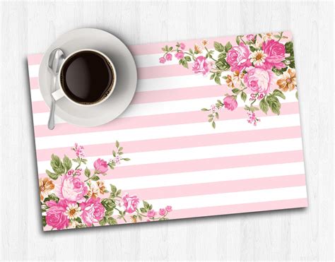 Pink Paper Placemat Printable Placemat Bridal Wedding Etsy