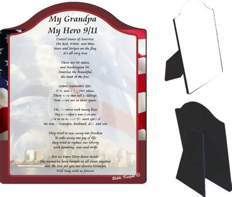 My Grandpa My Hero 911 Touching 8x10 Poem With Full Color Graphics Professionally Printed