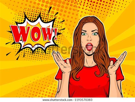 Wow Pop Art Face Sexy Surprised Stock Vector Royalty Free 1193570383