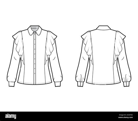 Shirt Technical Fashion Illustration With Fitted Body Round Collar
