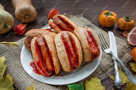 Premium Photo Halloween Food Halloween Hot Dog Bloody Fingers From