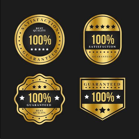 Free Vector Luxury Gold 100 Guarantee Label Collection