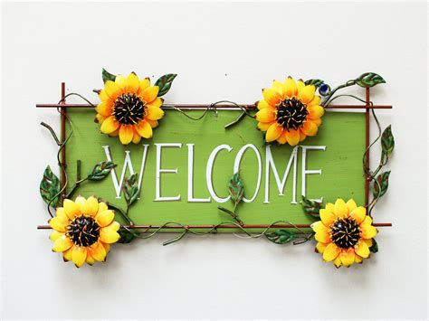 Attractiondesignhome Sunflower Welcome Sign Wall Décor And Reviews Wayfair
