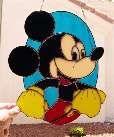 Stained Glass Mickey Mouse 573 By Stainedglassbywalter On Etsy Mickey