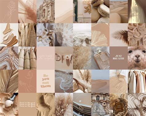 Soft Beige Wall Collage Kit Neutrals Aesthetic Digital Etsy