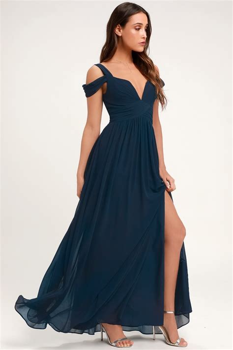Navy Blue Maxi Dress Cocktail Dress Bridesmaid Dress Lulus