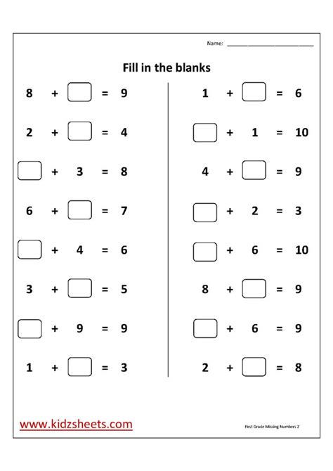 First Grade Maths Worksheet