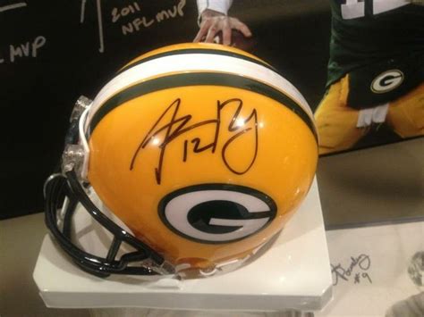Aaron Rodgers Authentic Autographed Mini Helmet Green Bay Packers Brax Curly