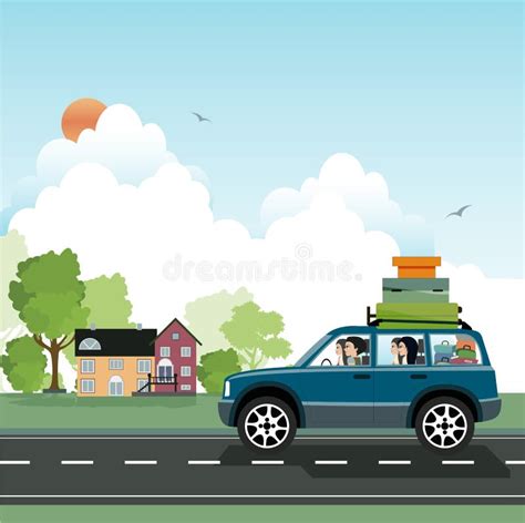 Traveling By Car Stock Vector Illustration Of Hills 34337466