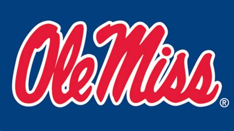 Download Red Ole Miss Logo Blue Art Wallpaper