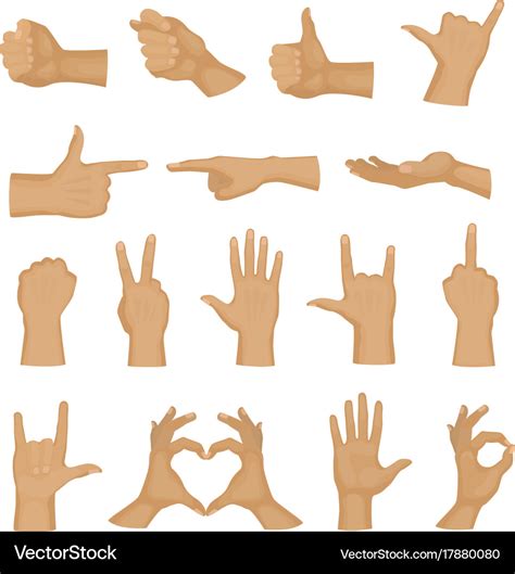 Hands Showing Deaf Mute Different Gestures Human Vector Image