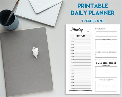 Printable Daily Planner Journal Template Productivity Etsy