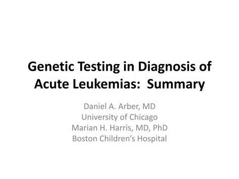 Pdf Genetic Testing In Diagnosis Of Acute Leukemias Summary
