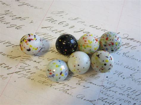 7 Confetti Glass Marbles Speckled