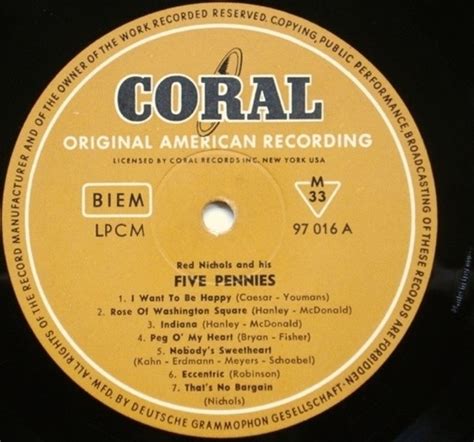 The Red Nichols And His Five Pennies By Red Nichols LP With Recordsale Ref