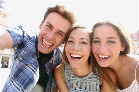 Group Of Teen Friends Taking A Selfie Stock Image Image Of Close Girls 61872007