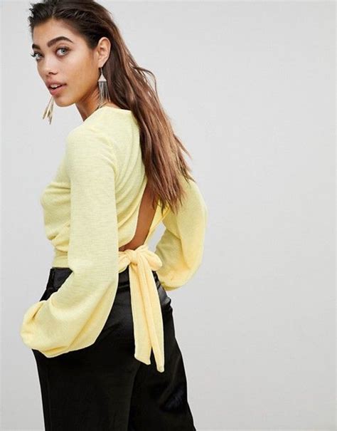 ivyrevel ivyrevel cropped top with tie back bell sleeves bell sleeve top cropped top tie