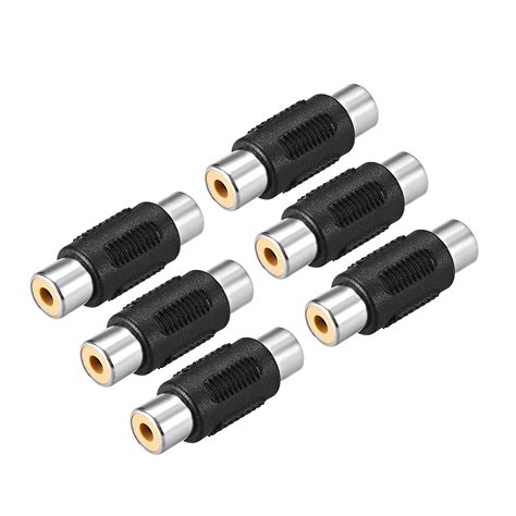 Rca Female To Female Connector Stereo Audio Video Cable Adapters Coupler Black 6 Pcs Walmart