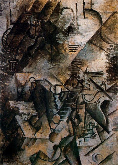 Picasso and braque worked together closely during the listen to william s. frau mit gitarre und klavier , 1911 von Pablo Picasso ...