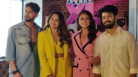 Sonakshi Sinha With Bf Zaheer Iqbal Huma Qureshi And Mahant At Double Xl Movie Promotion Youtube
