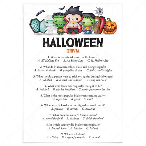 Kids Halloween Trivia Game With Answer Key Printable Littlesizzle