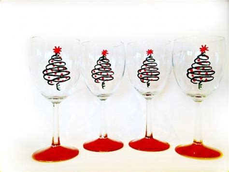 Holiday Wine Glasses Christmas Table Decor Christmas Tree Wine Glass